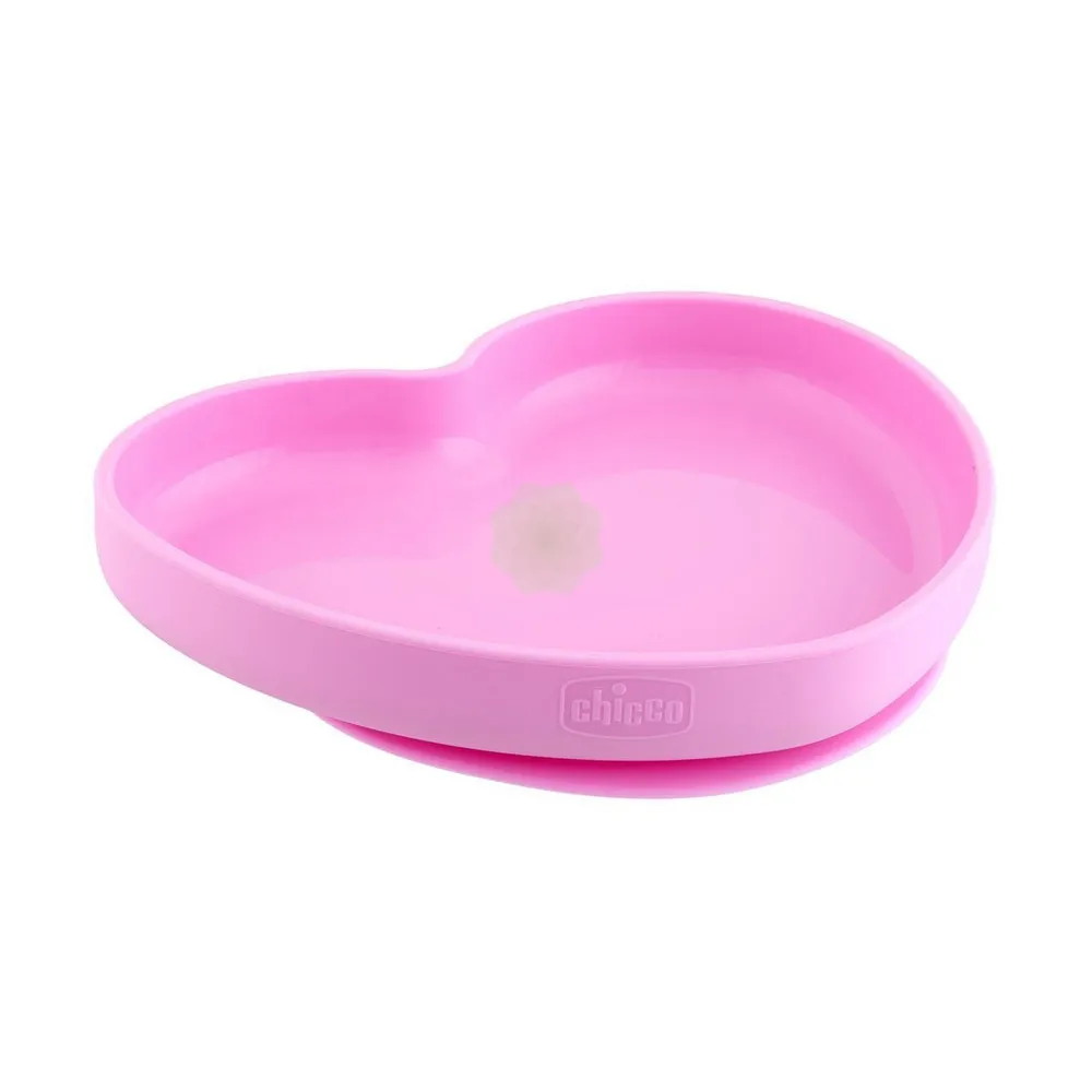 Chicco Piatto Cuore in Silicone Con Ventosa Rosa