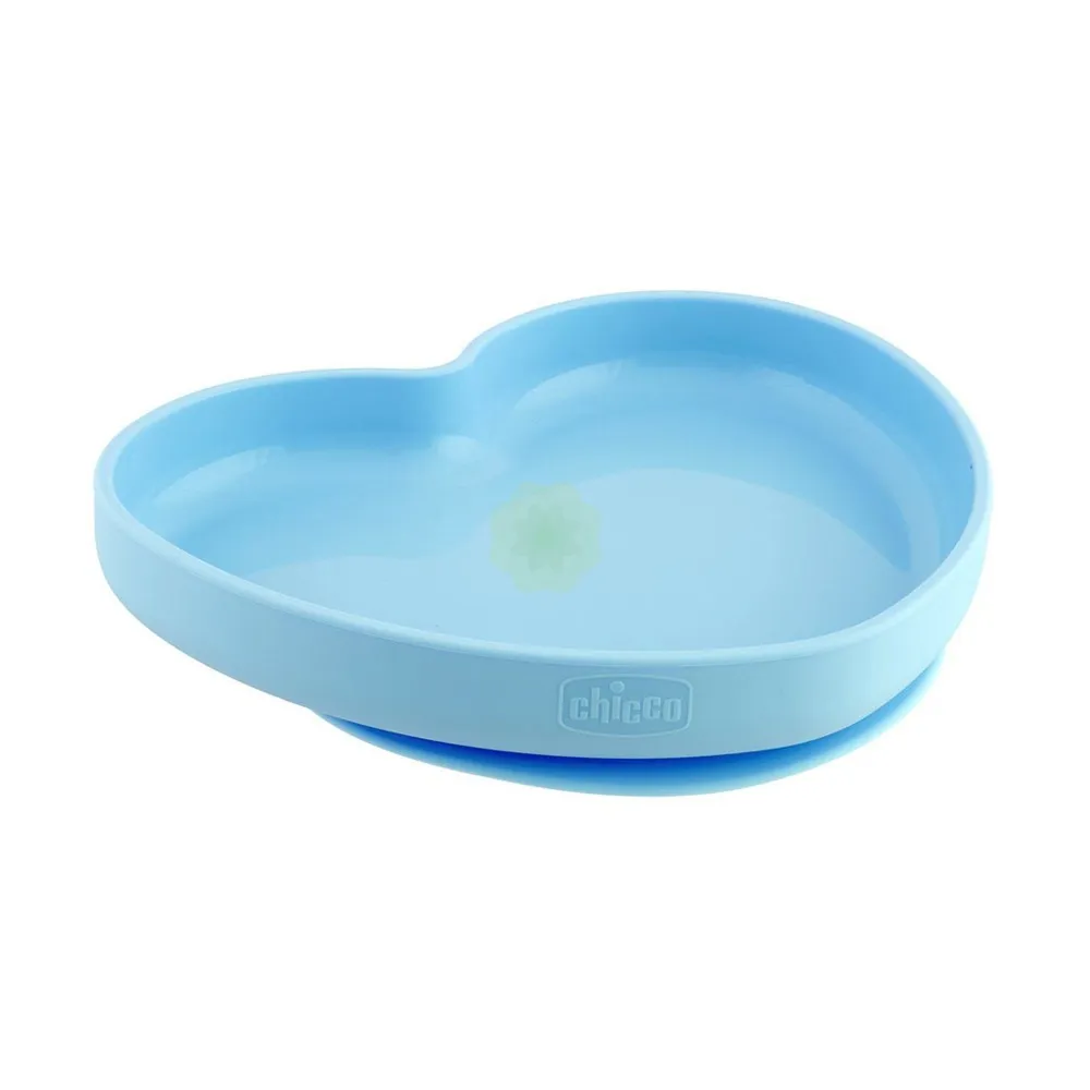 Chicco Piatto Cuore in Silicone Con Ventosa Blu