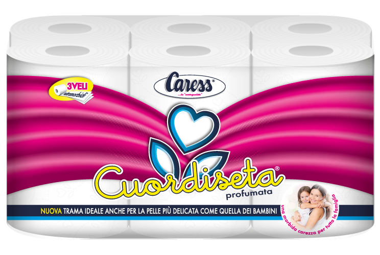 Caress Carta igienica 3 veli Cuordiseta 4-6-12 rotoli