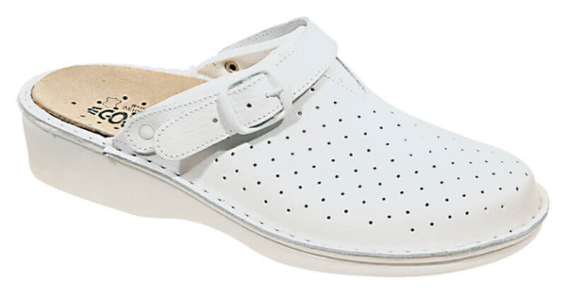 Ciabatte professionali da donna in pelle bianca e plantare estraibile