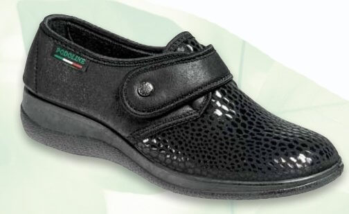 Scarpa post-intervento automodellante in Pitonflex Nero Podoline Dione