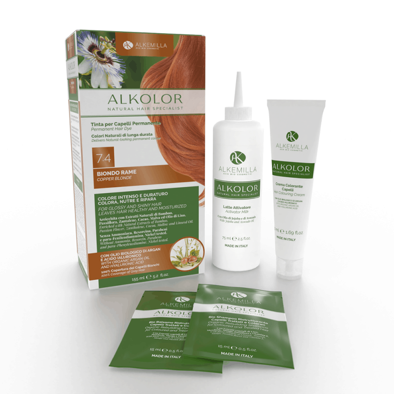 Alkolor Nuance Rame – Tinta per Capelli Permanente 7.4 Biondo Rame – Alkemilla Eco Bio Cosmetic