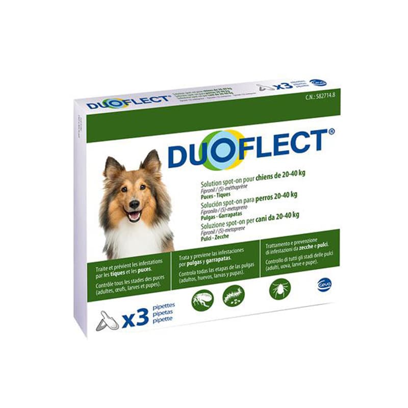 DUOFLECT CANI 20/40 KG (3 pipette) – Antiparassitario per il trattamento e la prevenzione delle infestazioni da pulci e zecche nei cani