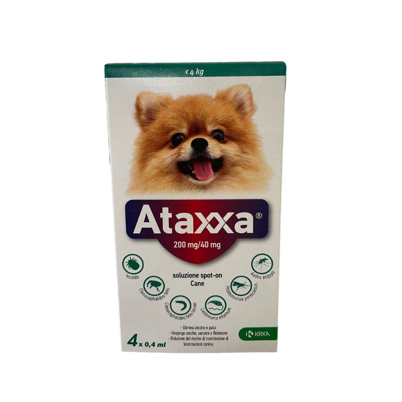 ATAXXA 0/4 Kg (4 pipette) – Antiparassitario in pipette per la protezione completa dei cani molto piccoli