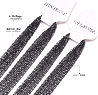 Collana In Acciaio Nero Inossidabile Uomo Donna 2mm Anallergica Varie Misure