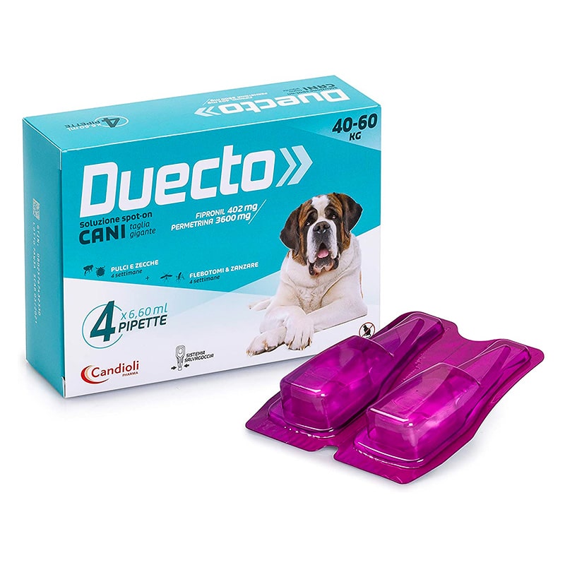 DUECTO 40/60 Kg (4 pipette) – Antiparassitario ad ampio spettro in pipette per cani di taglia molto grande