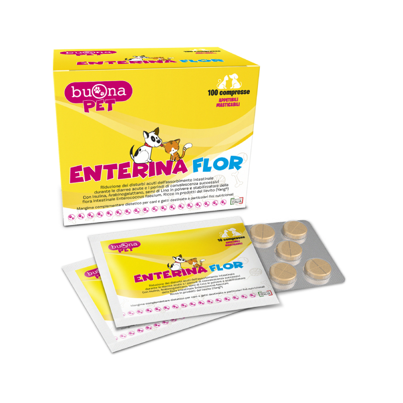 ENTERINA FLOR (100 cpr) – Supporto in compresse al benessere della flora batterica intestinale di cani e gatti