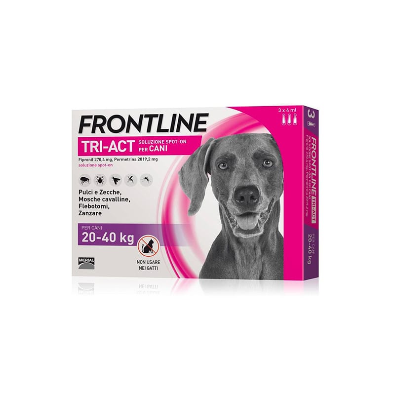 FRONTLINE TRI ACT 20/40 KG (3 pipette) – Antiparassitario in pipette per cani di taglia grande