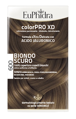EUPHIDRA COLORPRO XD 600 BIONDO SCURO GEL COLORANTE CAPELLI IN FLACONE + ATTIVANTE + BALSAMO + GUANTI
