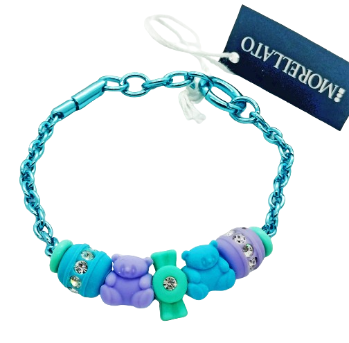 Bracciale Componibile Morellato Colours 5 Drops In Gomma Con Cristalli Blu