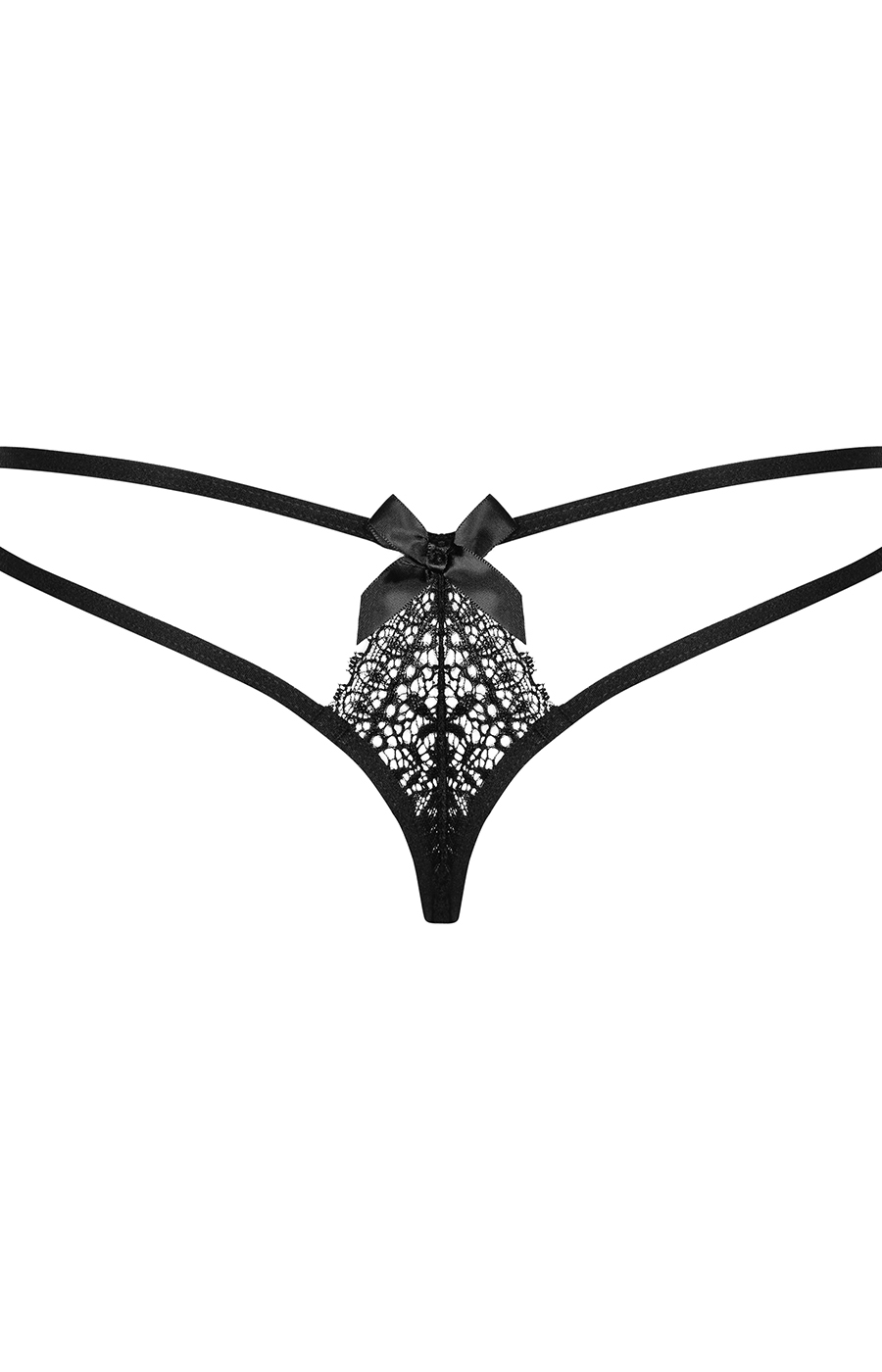 Intensa Perizoma nero a doppia stringa – OBSESSIVE - immagine 3