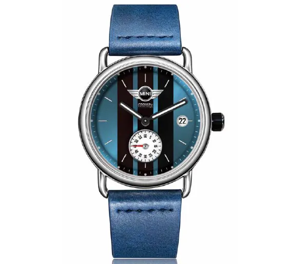 Orologio Uomo MINI COOPER Cinturino In Pelle Quadrante Blu Cassa Acciaio 40mm