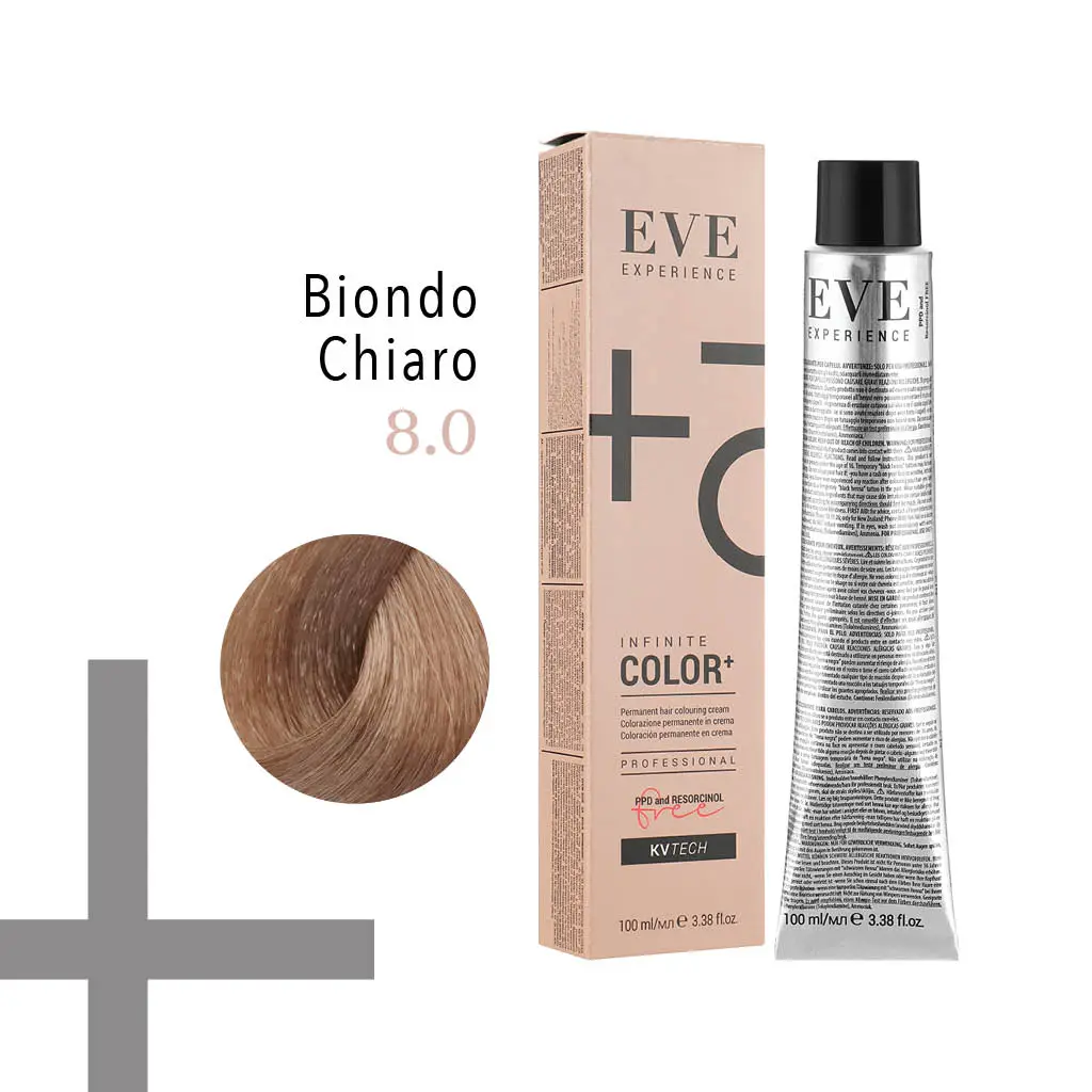 EVE Experience Infinite Color+ Colorazione Permanente in Crema – 8.0 Biondo Chiaro 100 ml – FarmaVita