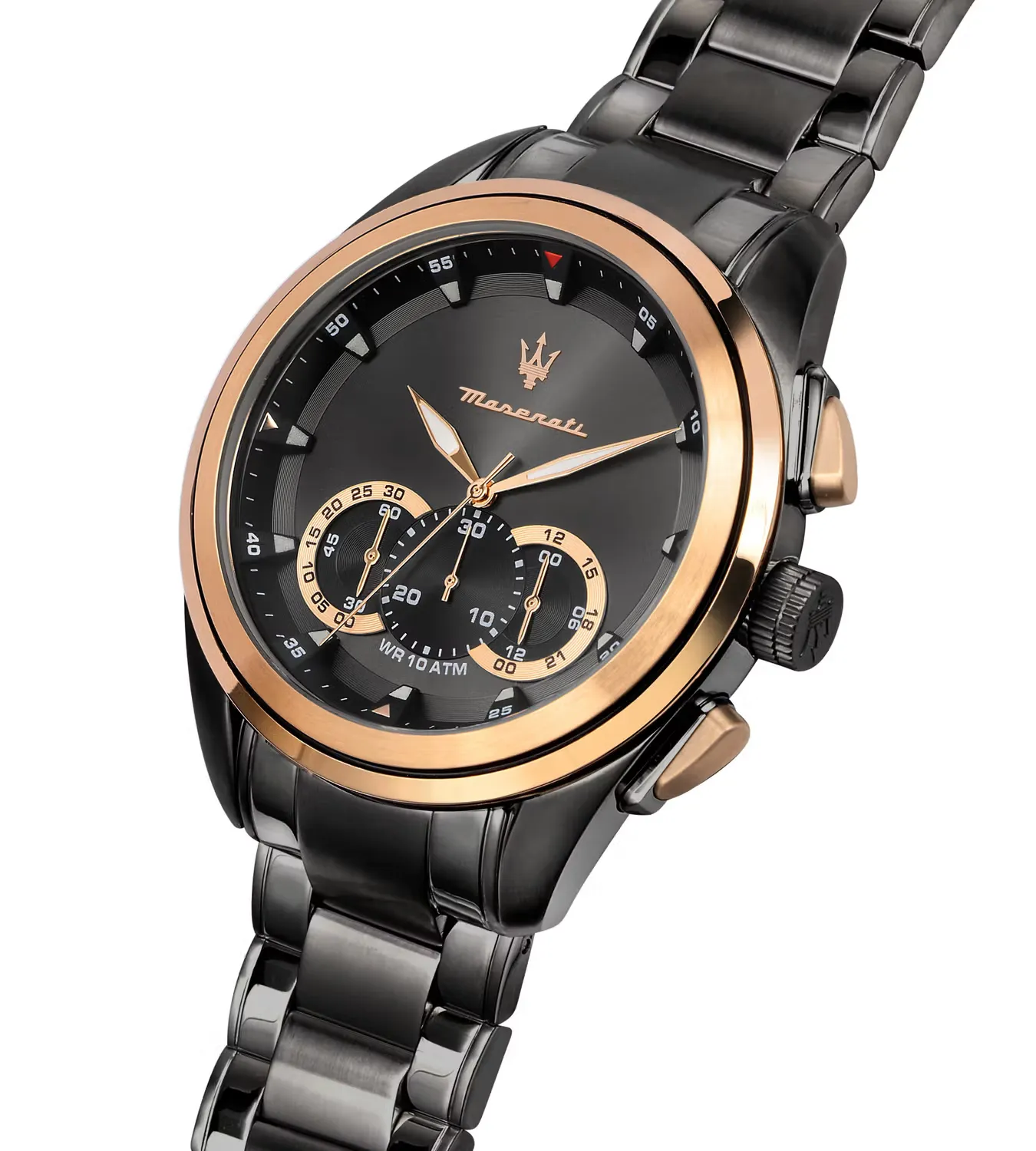 Orologio Uomo MASERATI Cronografo Cinturino Acciaio Nero Ghiera Gold R8873612016 - immagine 4