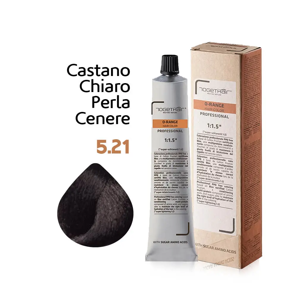 O-Range Hair Color – Colorazione Permanente in Crema – 5.21 Castano Chiaro Perla Cenere 100 ml – Togethair