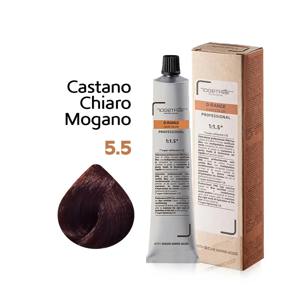 O-Range Hair Color – Colorazione Permanente in Crema – 5.5 Castano Chiaro Mogano 100 ml – Togethair