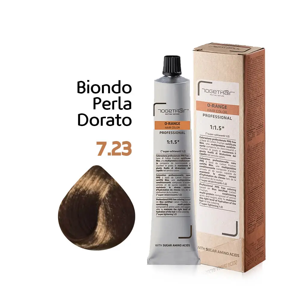 O-Range Hair Color – Colorazione Permanente in Crema – 7.23 Biondo Perla Dorato 100 ml – Togethair