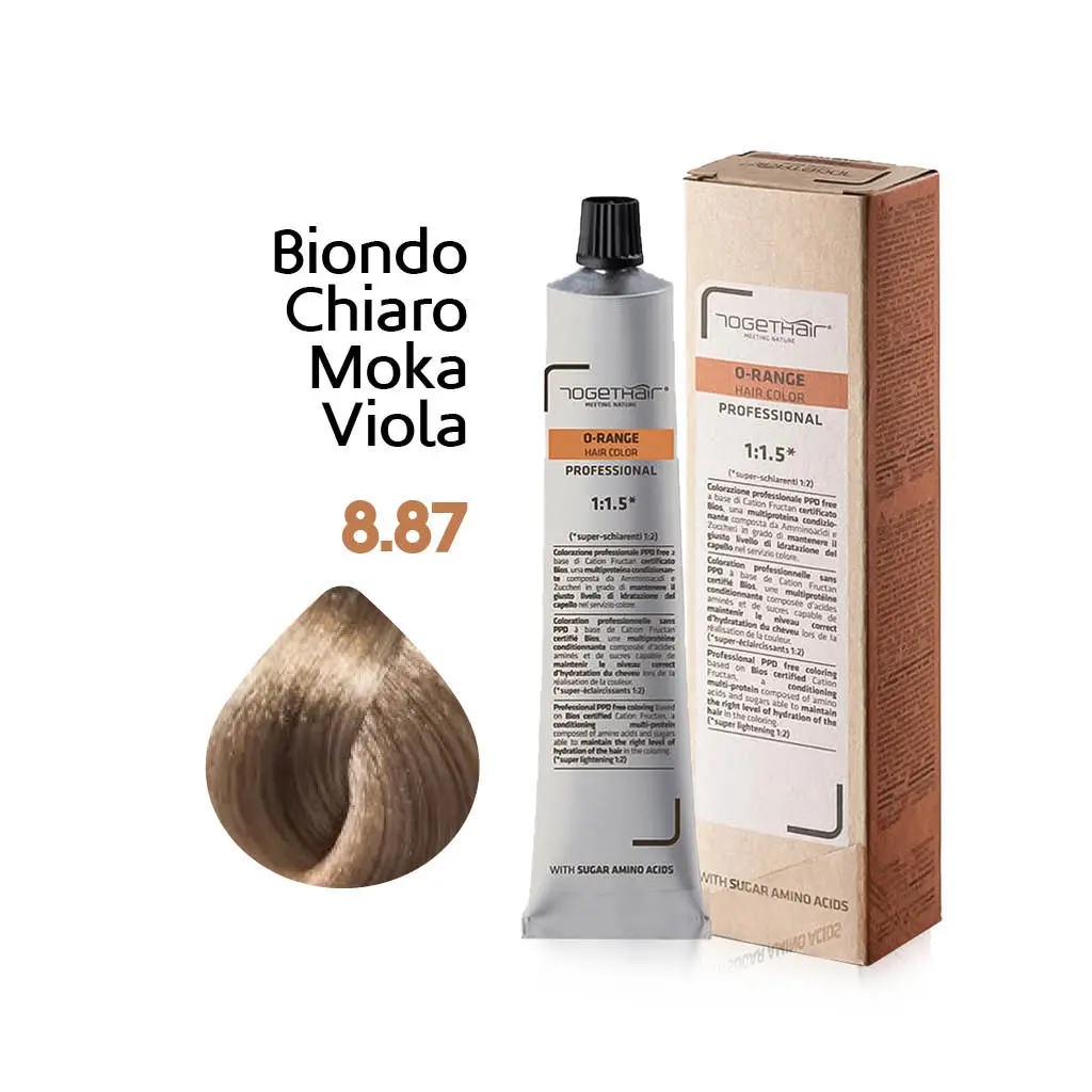 O-Range Hair Color – Colorazione Permanente in Crema – 8.87 Biondo Chiaro Moka Viola 100 ml – Togethair